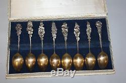 Reed & Barton Sterling Silver Harlequin Demitasse 8 PC. Spoon Set Ornate Floral