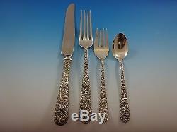 Repousse by Kirk Sterling Silver Flatware Service For 12 Set 143 Pcs Dinner Size