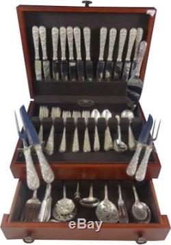 Repousse by Kirk Sterling Silver Flatware Set For 12 Service 89 Pieces