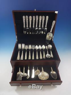 Repousse by Kirk Sterling Silver Flatware Set For 8 Service 54 Pieces