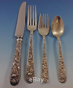 Repousse by Kirk Sterling Silver Flatware Set For 8 Service 54 Pieces