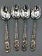Repousse By Kirk Sterling Silver Set Of 4 Ice Cream Spoon/fork 5.5