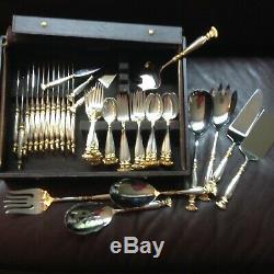 Romance of the Sea by Wallace Sterling Silver Flatware 12 Service 71 Pcs + gold