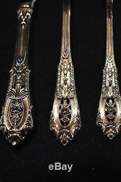 Rose Point By Wallace Sterling Silver Flatware Set For 8 By 6 With 5 Servers