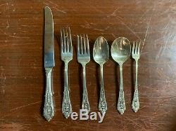 Rose Point By Wallace Sterling Silver Flatware Set For 8 By 6 With 5 Servers