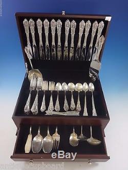 Rose Point by Wallace Sterling Silver Dinner Size Flatware Set 12 Service 93 Pcs