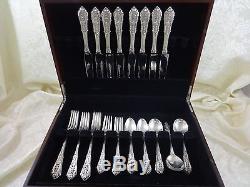 Rose Point by Wallace Sterling Silver Dinner Size Flatware Set Service 40 Pieces