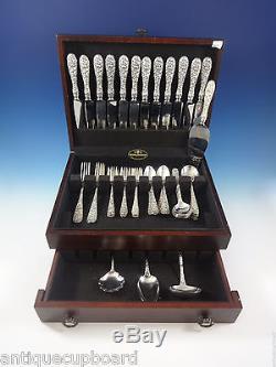 Rose by Stieff Sterling Silver Flatware Set For 12 Service 64 Pieces Repousse