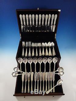 Rose by Stieff Sterling Silver Flatware Set For 12 Service 85 Pieces Repousse