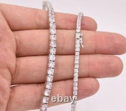 Round Cut CZ Graduated Tennis Chain Necklace Real Solid Sterling Silver 29.50CTW
