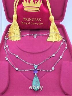 Royal Elegance Natural Colombian Emerald & Amethyst Necklace 925 Sterling Silver