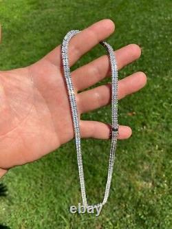 SOLID 925 Sterling Silver Baguette Tennis Chain ICED Diamond Necklace 5mm HipHop
