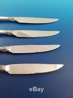 Set of 4 Grande Baroque by Wallace Sterling Serrated Steak Knives Custom Made