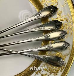 Set of 5 Antique French Sterling Silver Picks, Service Piece for Meats, Minerve
