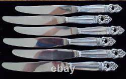 Set of 6 International Sterling Silver Handle Royal Danish Dinner Knives 9 3/4