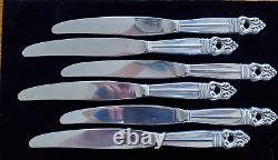 Set of 6 International Sterling Silver Handle Royal Danish Dinner Knives 9 3/4