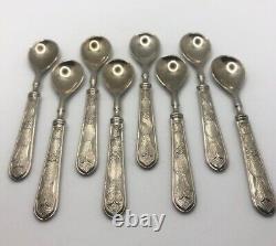 Set of 8 Vintage Rare Italian Silver 800 Teaspoon 4.5in 128g