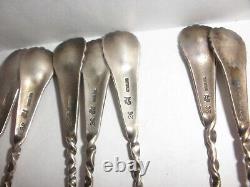 Set of 9 vintage Whiting Peony demitasse aesthetic sterling silver spoons