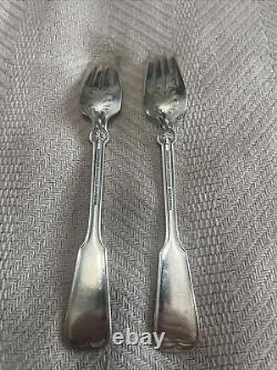 Shell and Thread Tiffany & Co Sterling Silver Salad Fork 6.75 Monogram Lot Of 2