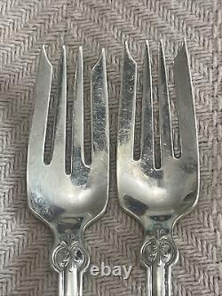 Shell and Thread Tiffany & Co Sterling Silver Salad Fork 6.75 Monogram Lot Of 2