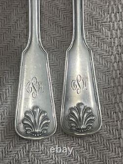 Shell and Thread Tiffany & Co Sterling Silver Salad Fork 6.75 Monogram Lot Of 2