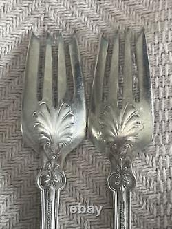 Shell and Thread Tiffany & Co Sterling Silver Salad Fork 6.75 Monogram Lot Of 2