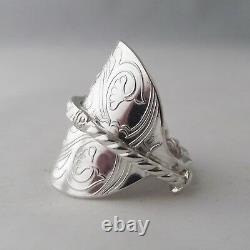 Silver Spoon Ring Stunning Handmade Antique Ornate Solid Sterling date 1952