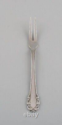 Six Georg Jensen Lily of the Valley cold meat forks in sterling silver