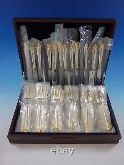 Soleil Gold by Lunt Sterling Silver Flatware Set for 12 Service 48 pieces New
