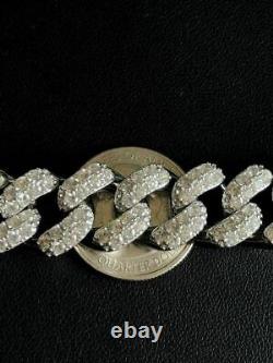 Solid 925 Sterling Silver 15mm Miami Cuban Chain 18 20 Choker 80ct Man Diamond
