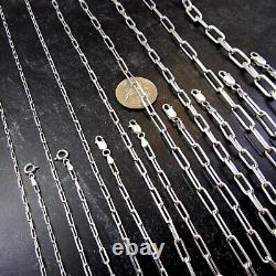 Solid 925 Sterling Silver Italian Paperclip Rectangle Chain Necklace or Bracelet