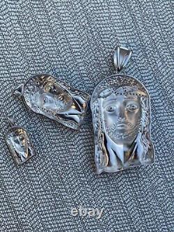 Solid 925 Sterling Silver Jesus Piece ITALY Handmade Necklace Fully Iced Diamond