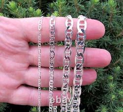 Solid 925 Sterling Silver Mariner Chain Marina Bracelet / Necklace Made in Italy