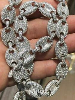 Solid 925 Sterling Silver Men's Gucci Link Choker Chain 18 20 20ct Man Diamond