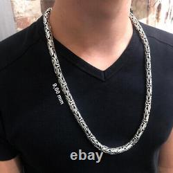 Solid 925 Sterling Silver Men's King Byzantine Round Chain Necklace! All Sizes