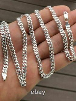 Solid 925 Sterling Silver Mens 5mm Tight Link Miami Cuban Link Chain Heavy ITALY
