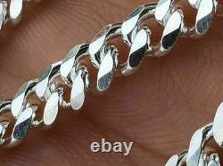 Solid 925 Sterling Silver Mens 5mm Tight Link Miami Cuban Link Chain Heavy ITALY