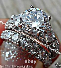 Solid 925 Sterling Silver Round cut Engagement Ring Wedding Set size 4 5 6 7 8 9