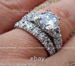 Solid 925 Sterling Silver Round cut Engagement Ring Wedding Set size 4 5 6 7 8 9