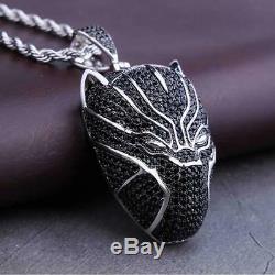 Sterling Silver 925 Black Diamond Iced Out Black Panther Pendant White Gold Over