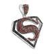 Sterling Silver 925 Fully Iced Out Black & Ruby Superman Logo Diamond Pendant