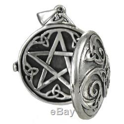 Sterling Silver Celtic Knot Swirl Hidden Pentacle Pentagram Locket Dryad Design