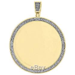 Sterling Silver Diamond Medallion Picture Memory Frame Pendant 2.3 Charm 1/2 CT