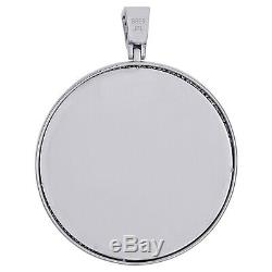 Sterling Silver Diamond Medallion Picture Memory Frame Pendant 2.3 Charm 1/2 CT