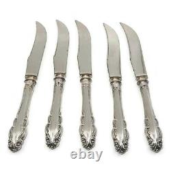Sterling Silver French Style Scroll Individual Bird Knife, 6 1/2 LOT OF 5