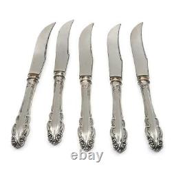 Sterling Silver French Style Scroll Individual Bird Knife, 6 1/2 LOT OF 5
