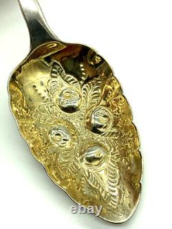 Sterling Silver Fully Hallmarked John Meek London 1824 Gold Wash Berry Spoon 9