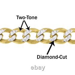 Sterling Silver Gold-Plated Pave Diamond Cut Curb Cuban Mens Necklace Bracelet