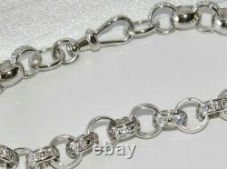 Sterling Silver Ladies Belcher Bracelet Stone Set 7.5 inch