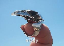 Sterling Silver Raven Skull Bird Poison Locket Ring All Sizes Secret compartment